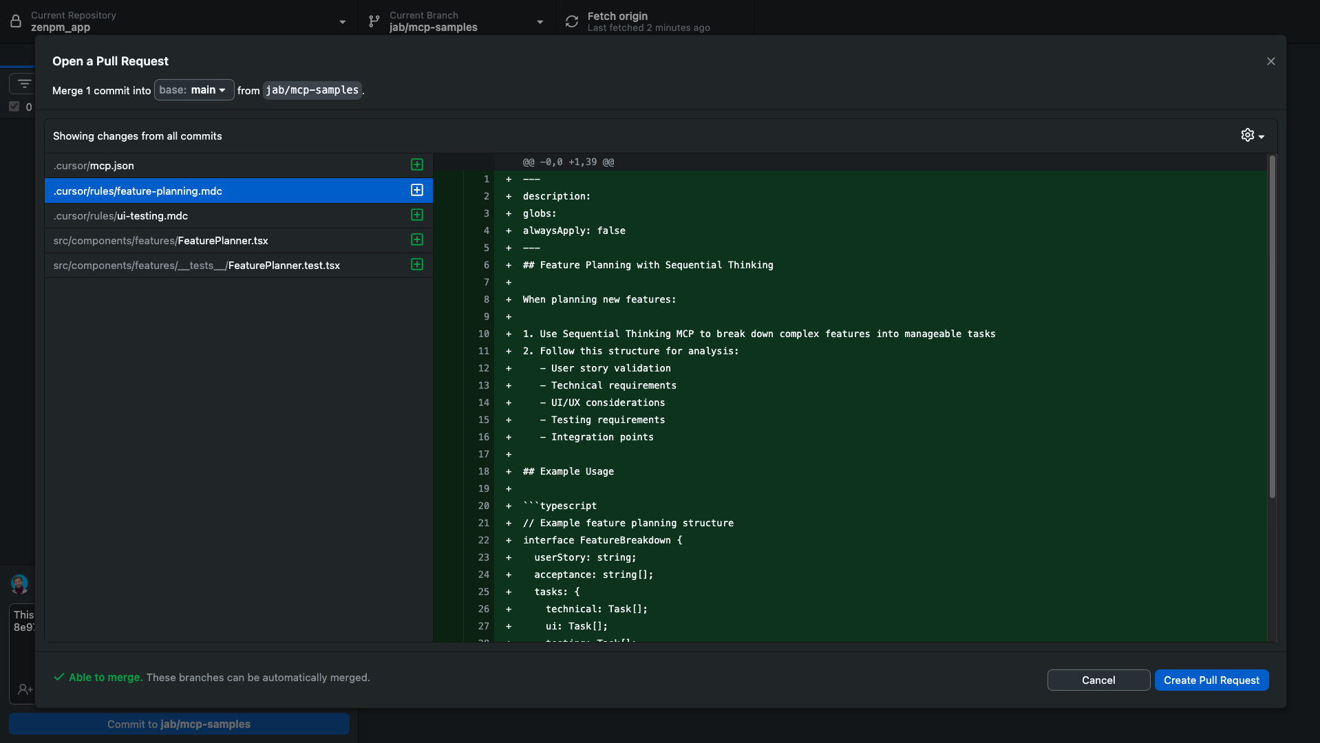 Creating a pull request from GitHub Desktop