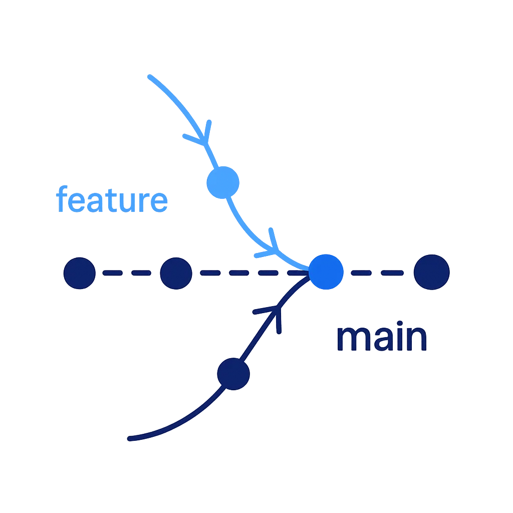 GitHub merge diagram showing branches being combined
